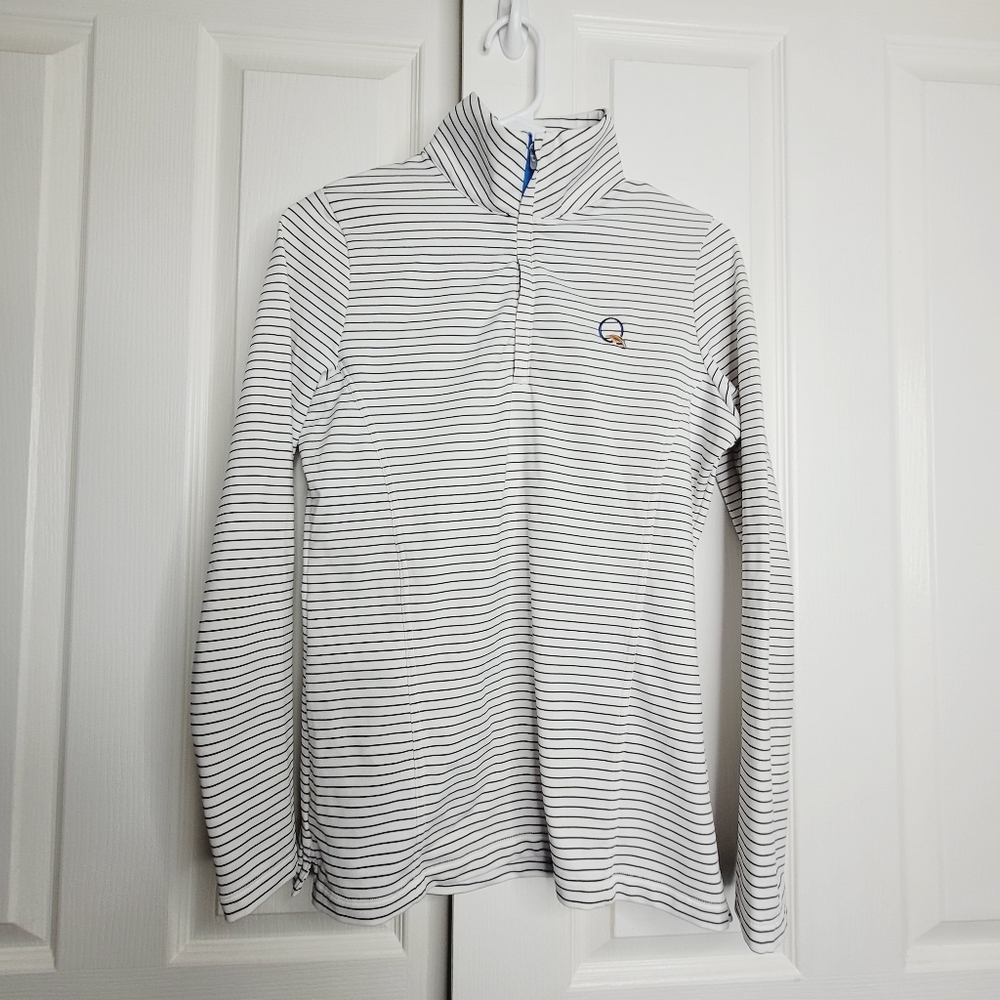 Peter Millar Crown Quarter Zip Sweater Womens Small White Upf 50 Lightweight